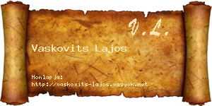 Vaskovits Lajos névjegykártya